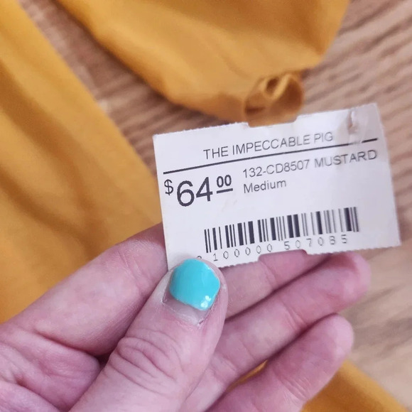 NWT The Impeccable Pig Mustard Mini Dress, Size M. - Picture 4 of 9